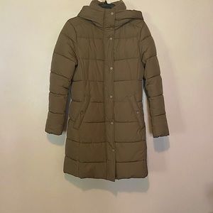 H&M Women’s Full Length Midi Puffer Coat in Taupe Size XS
